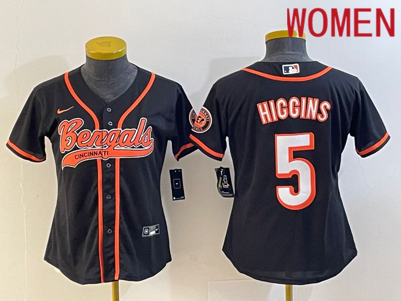 Women Cincinnati Bengals #5 Tee Higgins Black Nike Co branded NFL Jersey